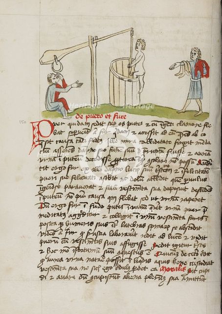 A Man Climbing into a Well; Fables, third quarter of 15th century. Creator: Unknown.