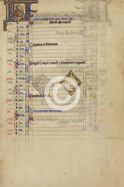A Man Cutting Vines; Zodiacal Sign of Aries; Wenceslaus Psalter, about 1250-1260. Creator: Unknown.