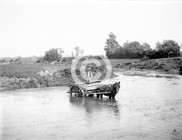 A man and a horsecart in the middle of the river,  Duxford, Hinton Waldrist, Oxfordshire, 1880 Artist: Henry Taunt