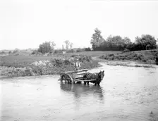 A man and a horsecart in the middle of the river, Duxford, Hinton Waldrist, Oxfordshire, 1880 Artist: Henry Taunt