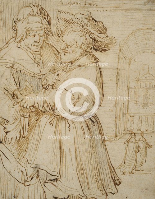 A Man and a Woman Conversing, 1612. Creator: Jacob Matham.