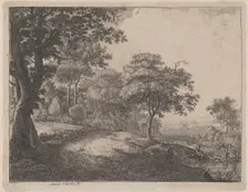 A Man and a Woman Crossing a Stream, 17th century. Creator: Anthonie Waterloo