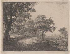 A Man and a Woman Crossing a Stream, 17th century. Creator: Anthonie Waterloo