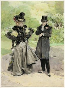 A Man and a Woman in a Park, n.d. Creator: Ludek Marold