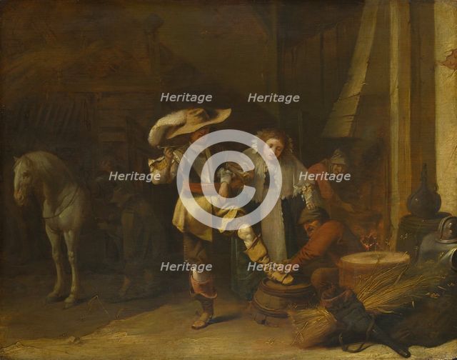A Man and a Woman in a Stableyard, 1630s. Artist: Quast, Pieter (1605-1647)