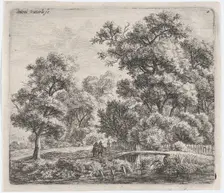 A Man and a Woman Near a Small Bridge (L'Homme et la Femme Près du Petit Pont), 17th century. Creator: Anthonie Waterloo