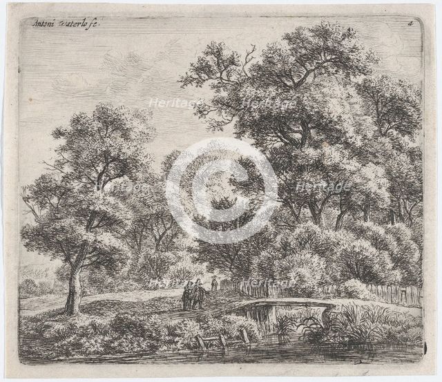 A Man and a Woman Near a Small Bridge (L'Homme et la Femme Près du Petit Pont), 17th century. Creator: Anthonie Waterloo.