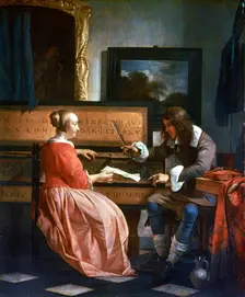 A Man and a Woman seated by a Virginal c1649-1667. Artist: Gabriel Metsu