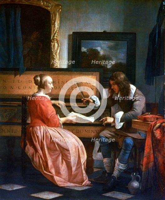 'A Man and a Woman seated by a Virginal', c1649-1667. Artist: Gabriel Metsu