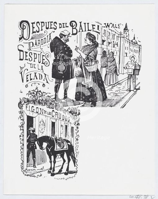 A man and woman speaking on the street, ca. 1880-1910., ca. 1880-1910. Creator: José Guadalupe Posada.
