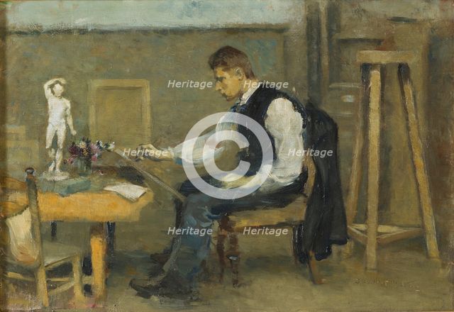 A Man Drawing, 1893. Creator: Otto Holmstrom.