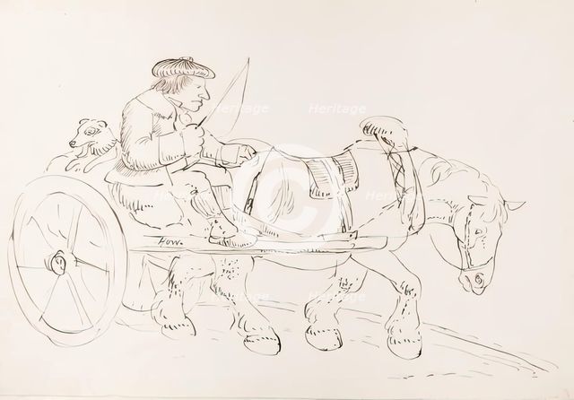 A Man Driving His Horse-Drawn Cart, 1825-1839. Creator: James Howe.