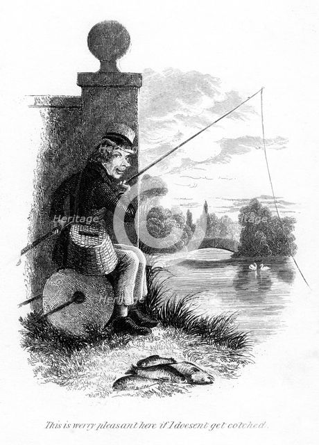 A man fishing illegally. Artist: Unknown