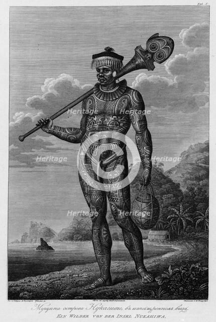 A Man From Nukagiva Island with Tattoos on His Body, 1813. Creators: Jegor Skotnikoff, Ignaz Sebastian Klauber.