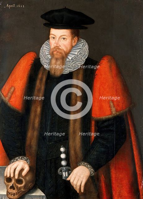 A man holding a skull, 1615. Creator: Unknown.