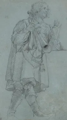 A Man Holding A Trumpet, c1660S-70S. Creator: Peter Lely
