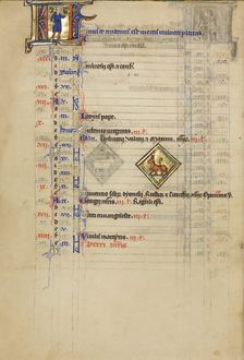 A Man Holding Branch and Bird's Nest: Zodiacal Sign of Taurus; Wenceslaus Psalter, about 1250-1260. Creator: Unknown