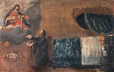 A man, having recovered from sickness, gives thanks to the Virgin of the Seven Sorrows. Creator: Unknown