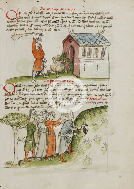 A Man Hitting a Snake Creeping Out of a Church: A Group of People..., third quarter of 15th century. Creator: Unknown.