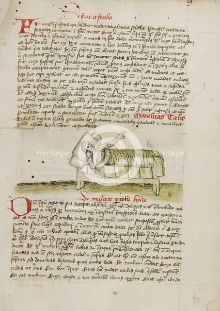 A Man in a Bed; Fables, third quarter of 15th century. Creator: Unknown.