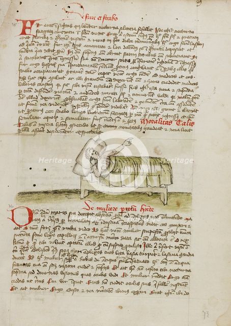 A Man in a Bed; Fables, third quarter of 15th century. Creator: Unknown.