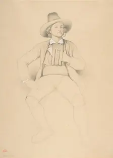 A Man in Tyrolean Costume, Seated, Smoking a Pipe, 1842. Creator: Théodore Valerio