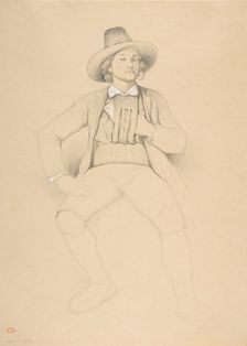 A Man in Tyrolean Costume, Seated, Smoking a Pipe, 1842. Creator: Théodore Valerio