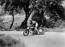 A man on a Norton bike taking part in the Belgian Grand Prix, 1924