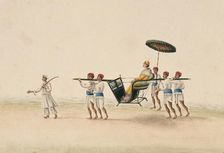 A Man on a Sedan Chair, c1825. Creator: Unknown