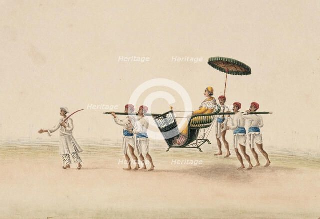 A Man on a Sedan Chair, c1825. Creator: Unknown.