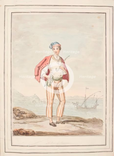 A Man of Procida, leaf from 'A Collection of Dresses by David Allan Mostly from Nature', 1776. Creator: David Allan.
