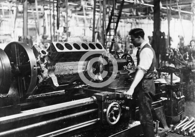 A man operating a jig at the Napier works, July 1920. Artist: Unknown