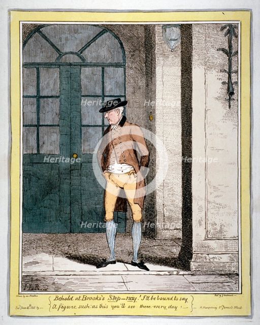 A man outside Brooks's Club, London, 1815. Artist: George Cruikshank