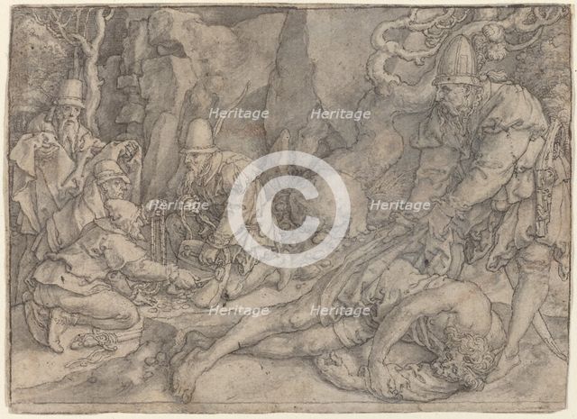 A Man Overpowered By Thieves, c. 1554. Creator: Heinrich Aldegrever.