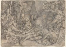 A Man Overpowered By Thieves, c. 1554. Creator: Heinrich Aldegrever