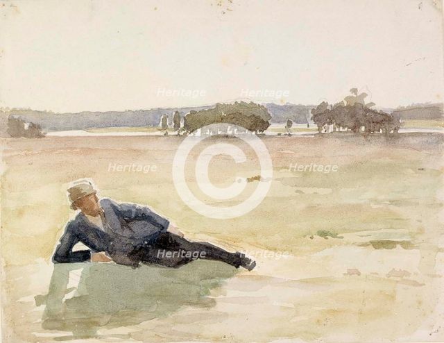 A man loitering in the meadow, c1890s. Creator: Albert Edelfelt.