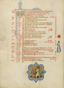 A Man Making a Barrel: Zodiacal Sign of Virgo; Missal, between about 1389 and 1400. Creator: Master of the Brussels Initials