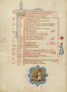 A Man Making a Barrel: Zodiacal Sign of Virgo; Missal, between about 1389 and 1400. Creator: Master of the Brussels Initials