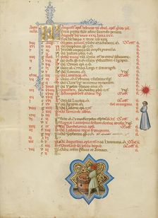 A Man Making a Barrel: Zodiacal Sign of Virgo; Missal, between about 1389 and 1400. Creator: Master of the Brussels Initials