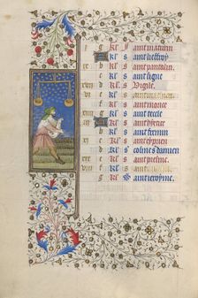 A Man Sowing; Book of Hours, about 1415-1420. Creator: Workshop of the Master of the Rohan Hours