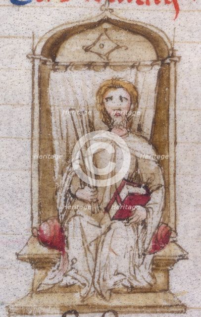 A man seated on a throne holding a book, late12th-early 13th century. Creator: Unknown.