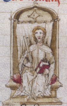 A man seated on a throne holding a book, late12th-early 13th century. Creator: Unknown