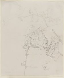 A man seated on the edge of a wall, 1858. Creator: James Abbott McNeill Whistler