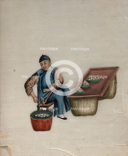 A man selling steamed dumplings (?), 1800. Creator: Unknown.