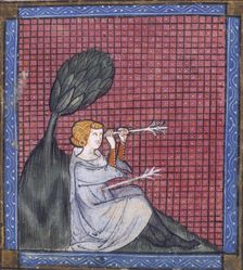 A man pierced by two arrows, 14th century. Creator: Unknown