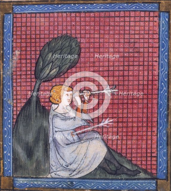 A man pierced by two arrows, 14th century. Creator: Unknown.