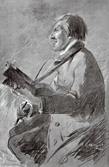 A man playing the keyed fiddle, c1870-c1890. Creator: Carl Gustaf Hellqvist