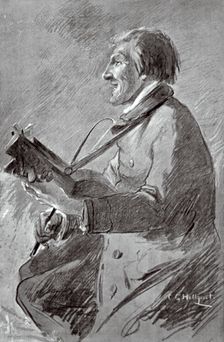 A man playing the keyed fiddle, c1870-c1890. Creator: Carl Gustaf Hellqvist