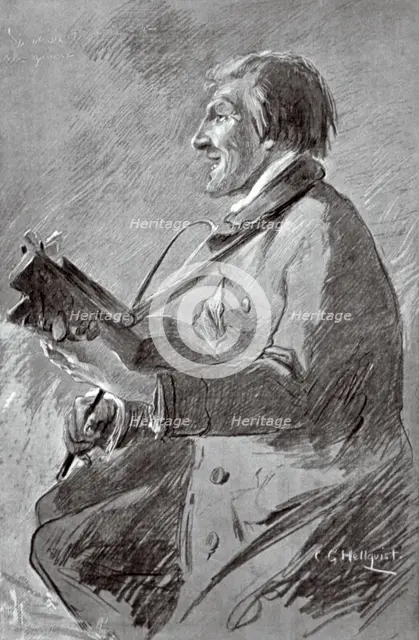 A man playing the keyed fiddle, c1870-c1890. Creator: Carl Gustaf Hellqvist.