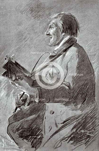 A man playing the keyed fiddle, c1870-c1890. Creator: Carl Gustaf Hellqvist.